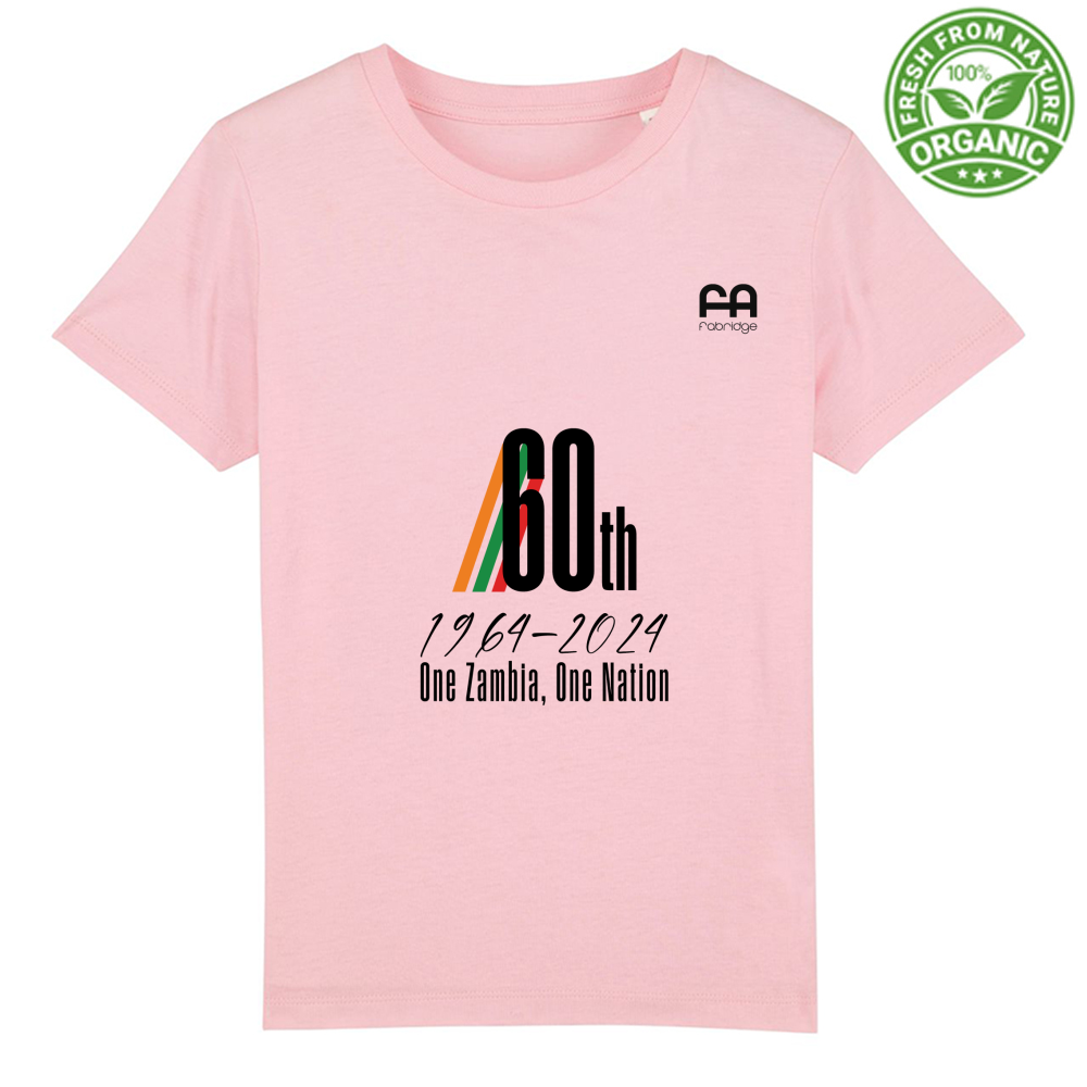 T-Shirt Baby Premium - 60° Anniversario Indipendenza Zambia - 100% Cotone Biologico - Colori Chiari