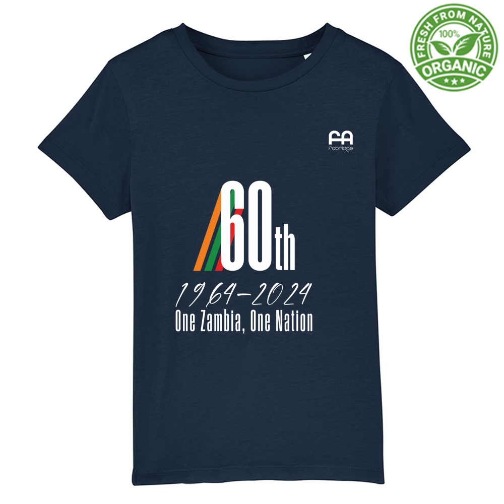 T-Shirt Baby Premium - 60° Anniversario Indipendenza Zambia - 100% Cotone Biologico - Colori Scuri