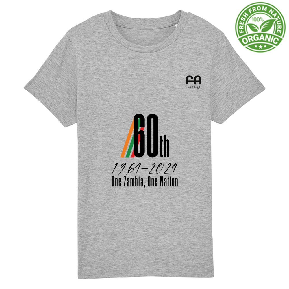 T-Shirt Baby Premium - 60° Anniversario Indipendenza Zambia - 100% Cotone Biologico - Colori Chiari