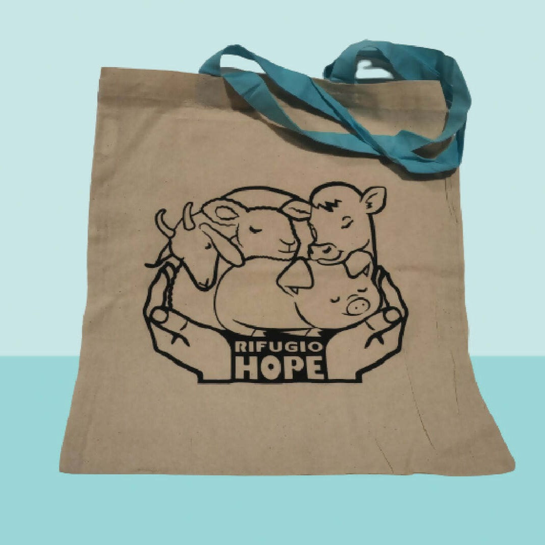 Borsa Shopper in Cotone - Manici Lunghi Rinforzati - Logo Rifugio Hope