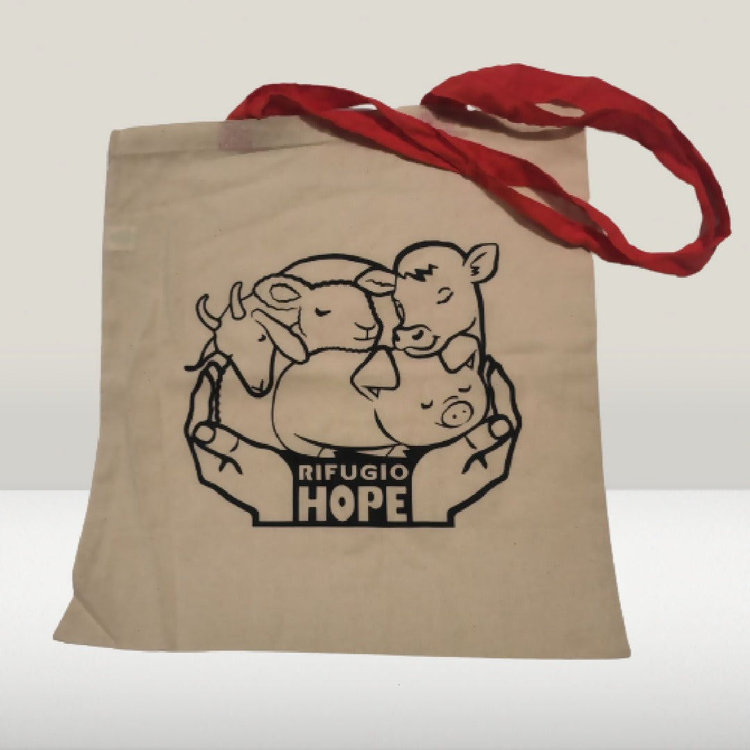 Borsa Shopper in Cotone - Manici Lunghi Rinforzati - Logo Rifugio Hope