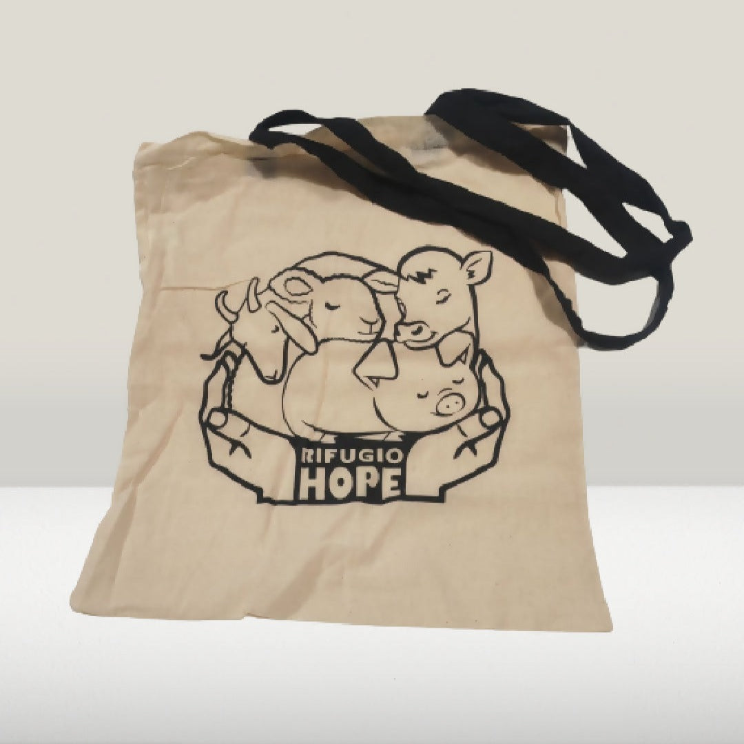 Borsa Shopper in Cotone - Manici Lunghi Rinforzati - Logo Rifugio Hope